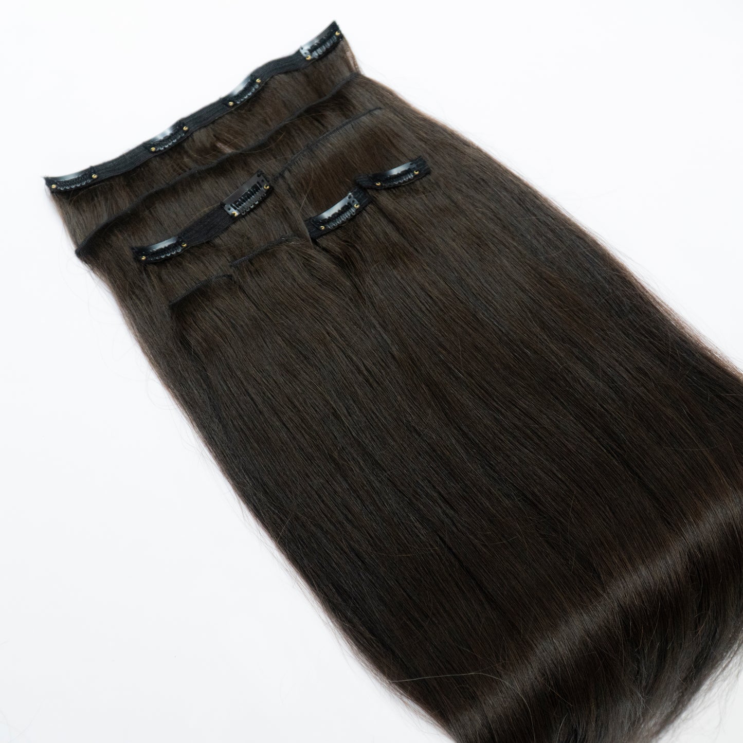 Extensii din păr rusesc Clip-On saten inchis