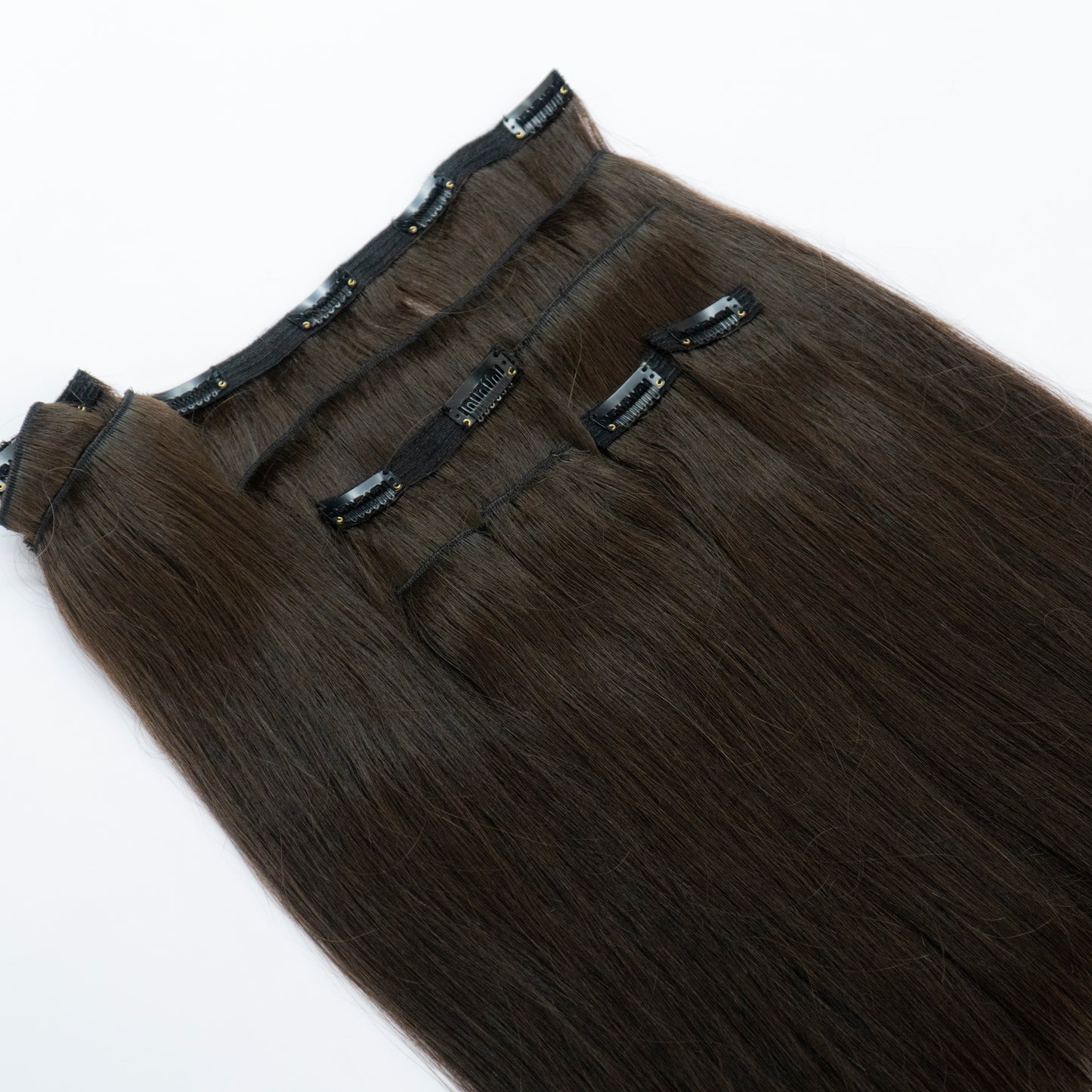 Extensii din păr rusesc Clip-On saten inchis
