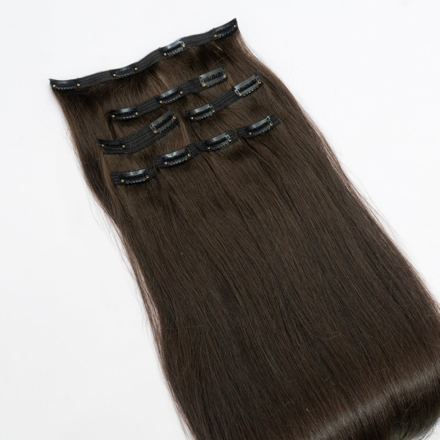 Extensii din păr rusesc Clip-On saten inchis