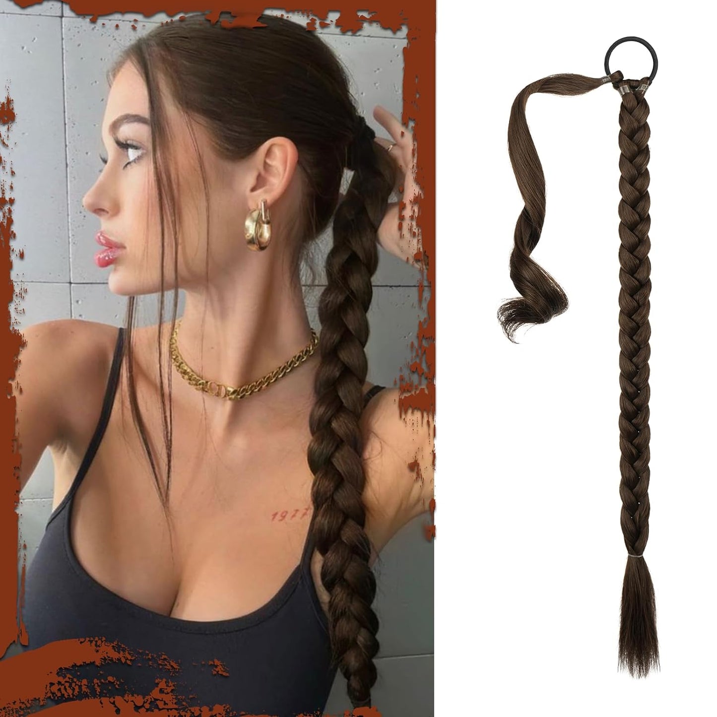 Coada de par pentru impletituri Saten Ciocolatiu 70 cm