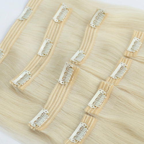 Extensii din păr rusesc Clip-On blond deschis
