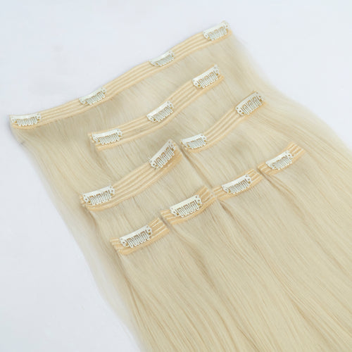 Extensii din păr rusesc Clip-On blond deschis