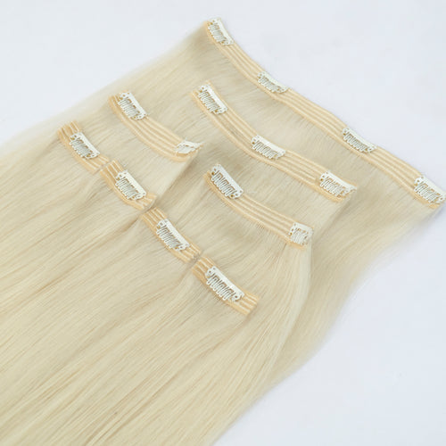 Extensii din păr rusesc Clip-On blond deschis