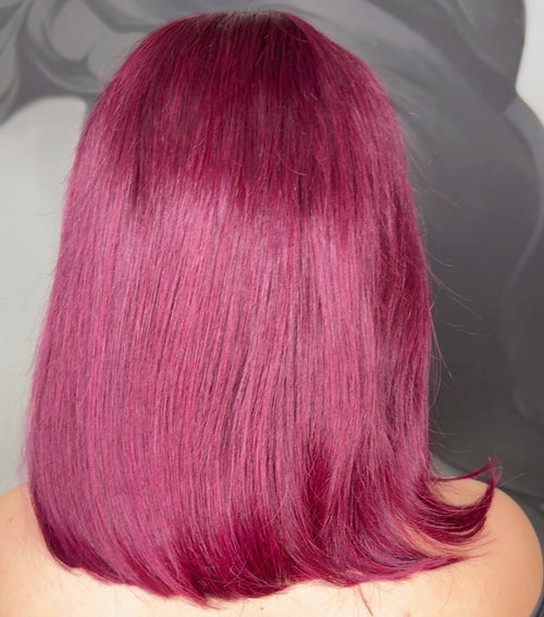 Peruca cu Dantela Par Natural Burgundy