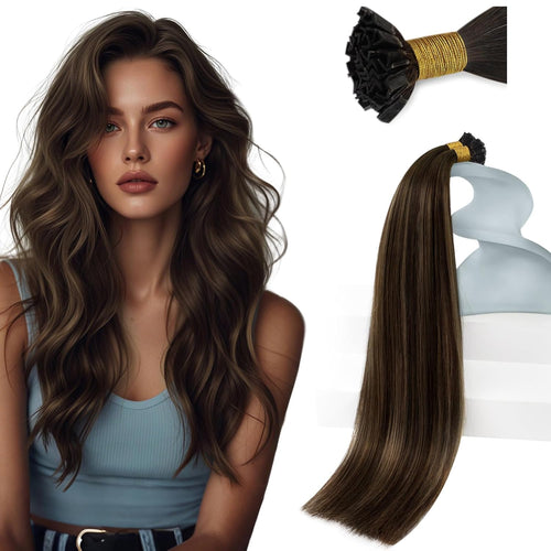 Extensii de par cheratina Balayage Saten Ciocolatiu blond Inchis