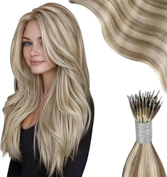 Extensii de par cu Nanoring Balayage Blond Inchis Blond Deschis