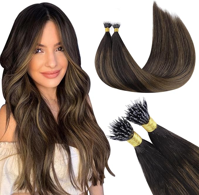 Extensii de par cu Nanoring Balayage Ciocolatiu Saten Deschis