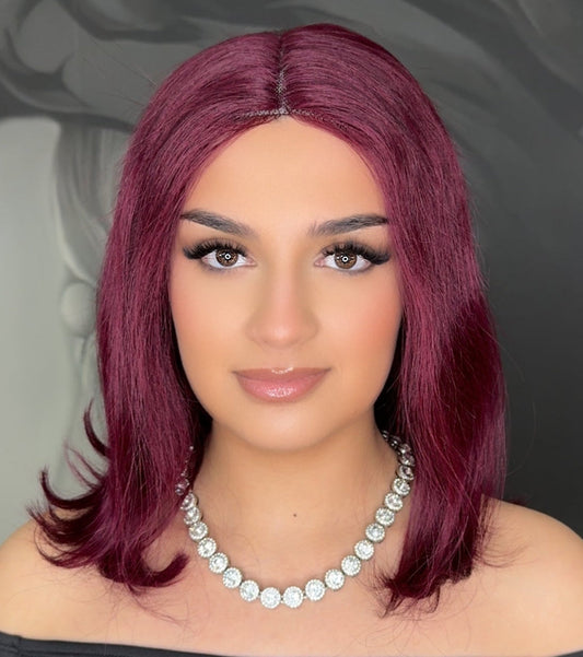 Peruca cu Dantela Par Natural Burgundy