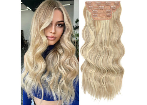 Extensii clip-on sintetic (dublu volum) Blond Miere suvitat, 200g 60cm