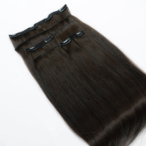 Extensii din păr rusesc Clip-On saten inchis