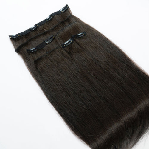 Extensii din păr rusesc Clip-On saten inchis