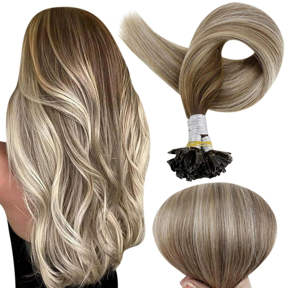 Extensii de par cheratina Balayage Saten Ciocolatiu Blond