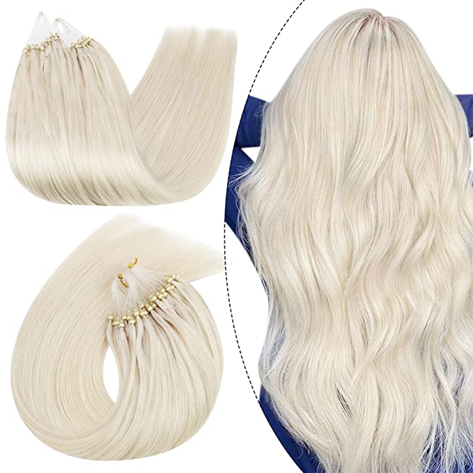 Extensii de păr cu microring Blond Deschis Platinat #60