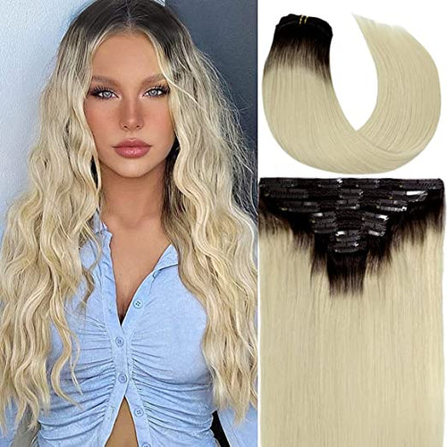 Extensii De Păr Clip On Ombre Brunet/Blond