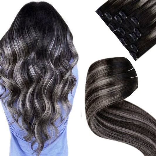 Extensii De Par Clip On Balayage Brunet/Grey #1/Grey