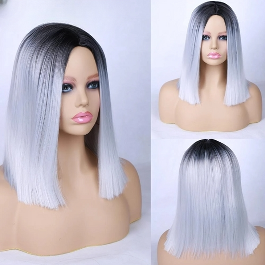 Peruca Par Sintetic Ombre Brunet Grey Bob #1Grey